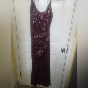 Trixxi Burgundy Sequin Maxi Dress
